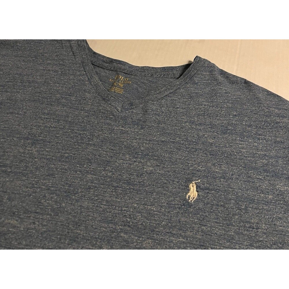 Polo Ralph Lauren V-Neck Blue Heather Short Sleeve T-Shirt XL Pony Preppy RL